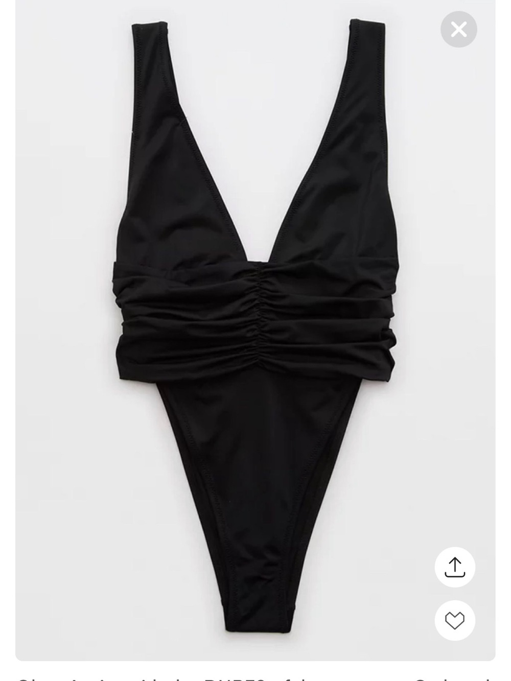 Aerie Black Ruched One-Piece Swimsuit, Medium, NWT